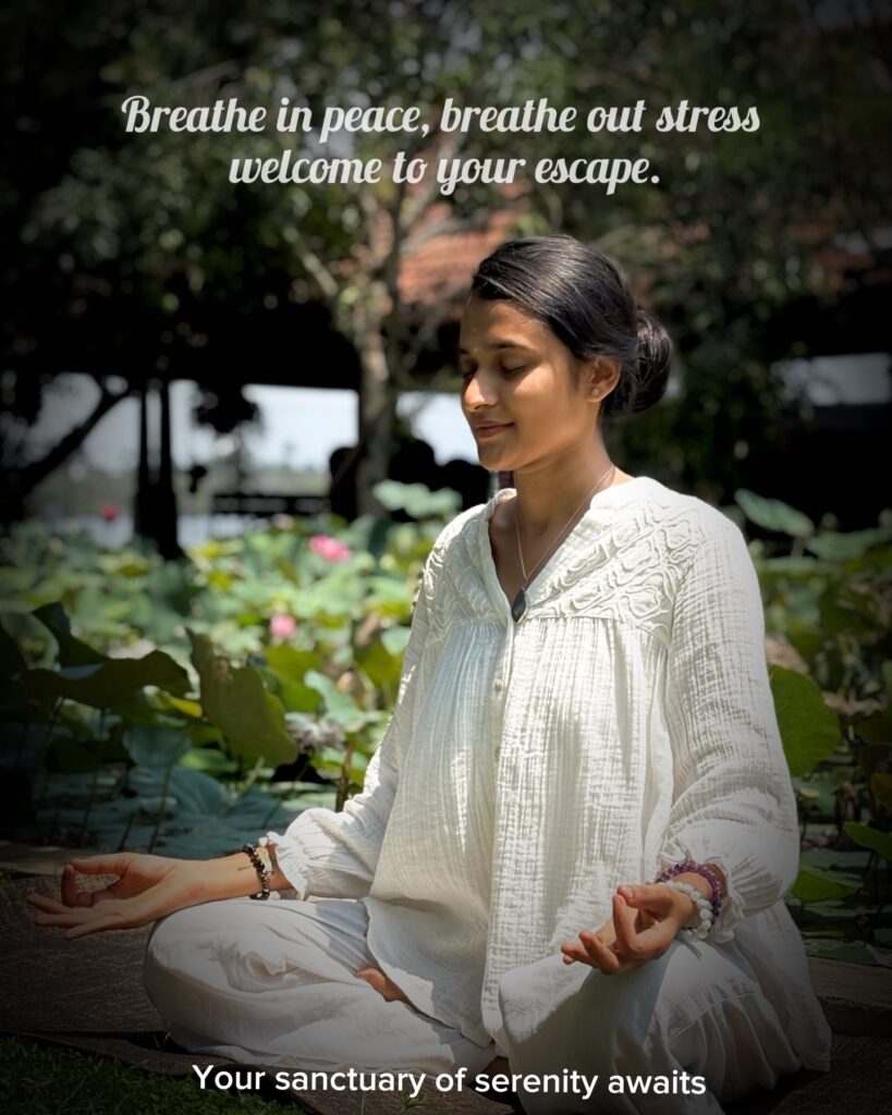 Woman doing Meditation at Akanta Ayurveda and Yoga Resort Kerala